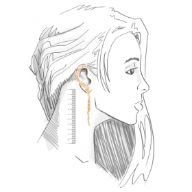 Brinco Ear Cuff Assimétrico Cristais Rutilados Folheado a Ouro