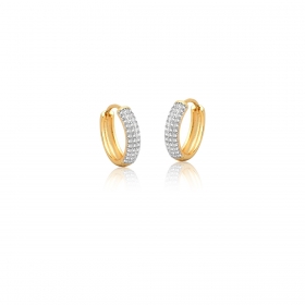 Kit Três Pares de Argolas com Zirconias Brancas Folheado a Ouro