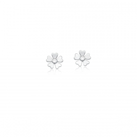 Conjunto Brinco e Corrente com Pingente Flor Prata Rodinada