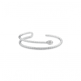 Bracelete de Cobra com Zircônias Brancas Folheado a Ródio