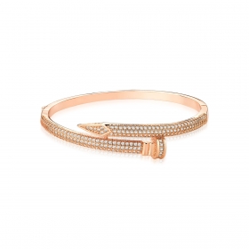 Bracelete Prego com Zircônias Brancas Folheado a Ouro Rosê