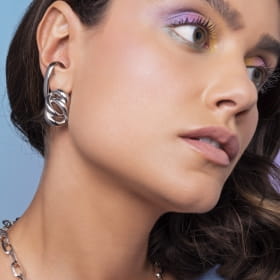 Piercing de Orelha Ear Hook Unitário e Liso Folheado a Ródio