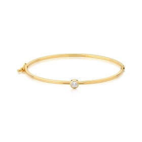Bracelete Algema Liso com Ponto de Luz Folheado a Ouro