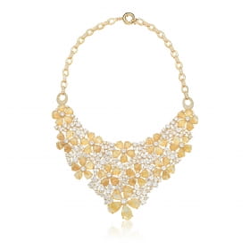 Colar de Flores com Cristais Rutilados Folheado a Ouro