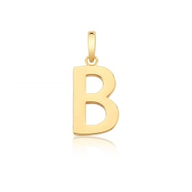 Pingente Letra "B" Liso com Fecho Folheado a Ouro