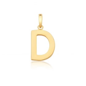 Pingente Letra "D" Liso com Fecho Folheado a Ouro