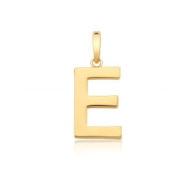 Pingente Letra "E" Liso com Fecho Folheado a Ouro
