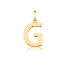 Pingente Letra "G" Liso com Fecho Folheado a Ouro