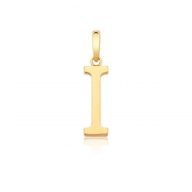 Pingente Letra "I" Liso com Fecho Folheado a Ouro
