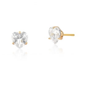 Kit Três Pares de Brincos Cristal Coração Branco Folheado a Ouro