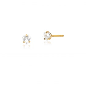 Kit Três Pares de Brincos Cristal Coração Branco Folheado a Ouro