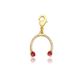 Pingente Curvo com Fecho e Cristal Marsala Folheado a Ouro