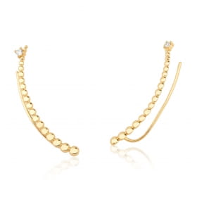 Brinco Ear Cuff Bolinhas Lisas e Ponto de Luz Folheado a Ouro