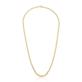 Corrente com Elos Ovais Lisos 50cm Folheada a Ouro