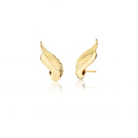 Brinco Ear Cuff de Asa Trabalhado e Liso Folheado a Ouro