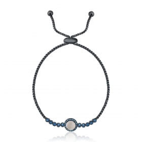 Pulseira Shambala com Zircônias Azuis Banhada a Ródio Negro
