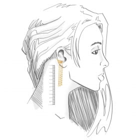 Piercing de Orelha Unitário com Franja e Liso Banhado a Ouro
