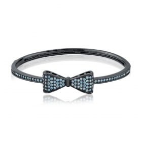 Bracelete Laço com Zircônias Azuis Banhado a Ródio Negro