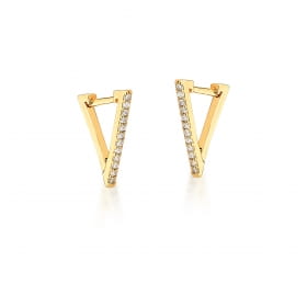 Argola Triangular com Zircônias Brancas Banhada a Ouro