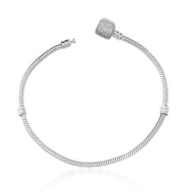 Pulseira Linha Conquista 21cm Fecho Cravejado Prata Lisa