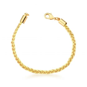 Pulseira com Fio Encerado Trançado Amarelo Neon Banhada a Ouro