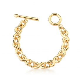 Pulseira com Elos Símbolo Infinito Liso Banhada a Ouro
