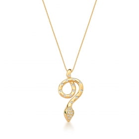 Corrente com Pingente de Cobra Branco Banhada a Ouro