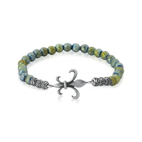 Pulseira Regulável com Pingente Flor de Lis em Aço