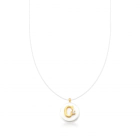 Corrente com Fio de Silicone Pingente Letra "C" Banhada a Ouro