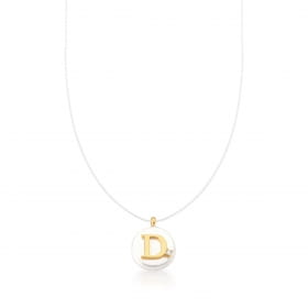 Corrente com Fio de Silicone Pingente Letra "D" Banhada a Ouro