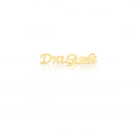 Broche Personalizado com até 3 Palavras Liso Banhado a Ouro