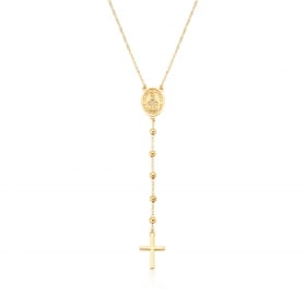 Colar Terço com Imagem Nossa Senhora das Graças Banhado a Ouro