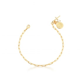 Pulseira com Pingente São Bento Cruz e Pérola Banhada a Ouro
