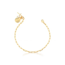 Pulseira com Pingente São Bento Cruz e Pérola Banhada a Ouro