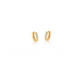 Kit Três Pares de Argola Oval Zircônias Brancas Banhado a Ouro