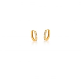 Kit Três Pares de Argola Oval Zircônias Brancas Banhado a Ouro