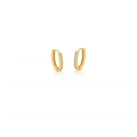 Kit Três Pares de Argola Oval Zircônias Brancas Banhado a Ouro