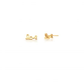 Conjunto Brinco e Corrente com Pingente Love Banhado a Ouro