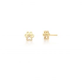 Conjunto Brinco e Corrente com Pingente Pata Banhado a Ouro
