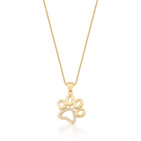 Conjunto Brinco e Corrente com Pingente Pata Banhado a Ouro