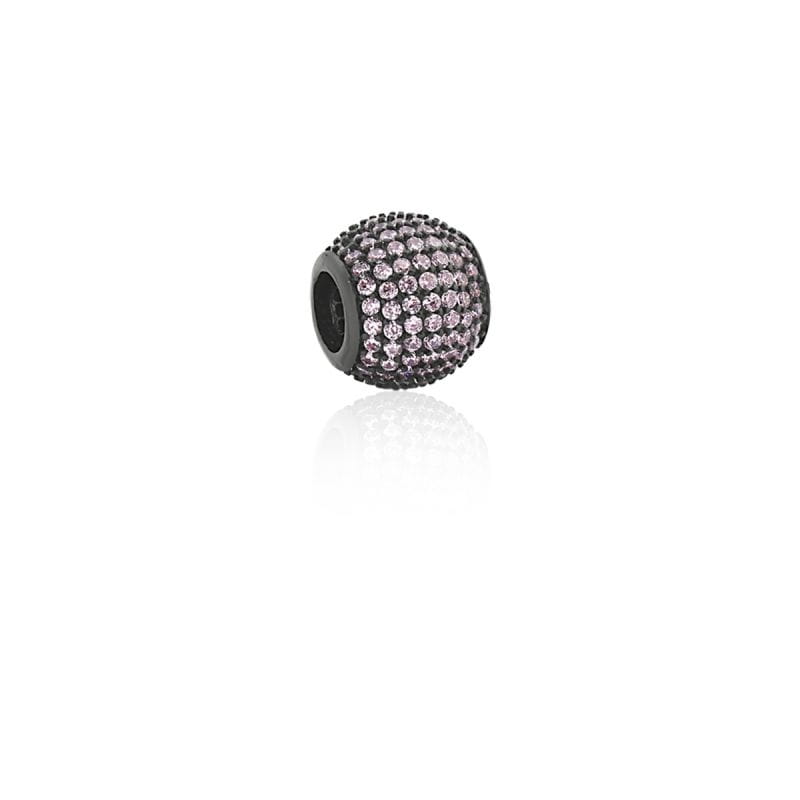 Separador com Zircônias na Cor Rosa Folheado a Ródio Negro