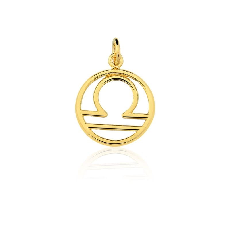 Pingente Signo de Libra Prata com Banho de Ouro