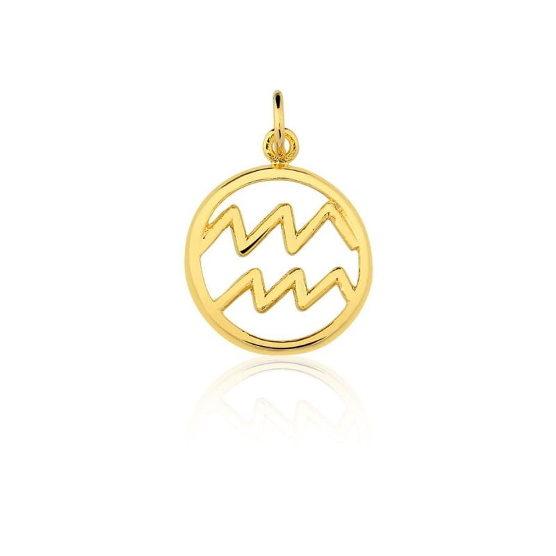 Pingente Signo de Aquário Prata com Banho de Ouro