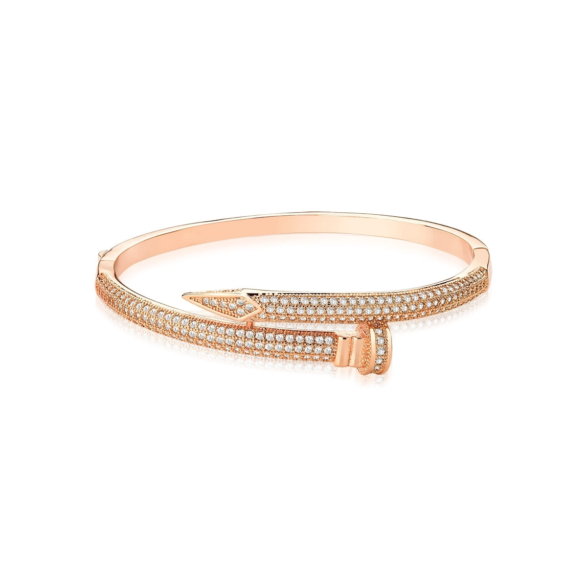 Bracelete Prego com Zircônias Brancas Folheado a Ouro Rosê