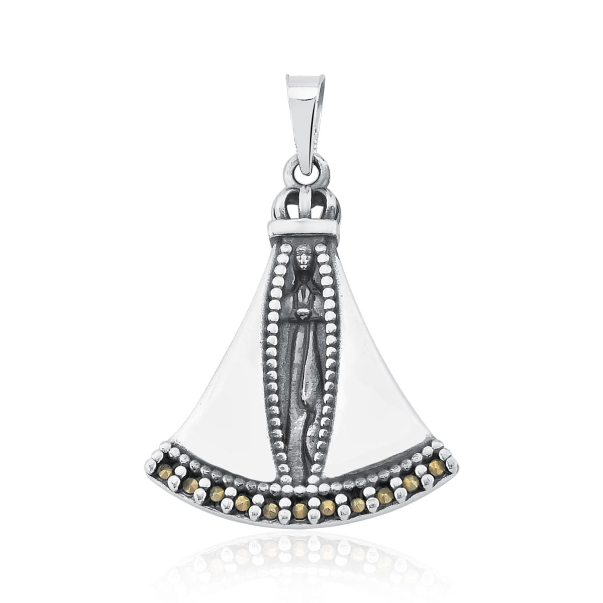Pingente de Nossa Senhora Aparecida Prata Envelhecida