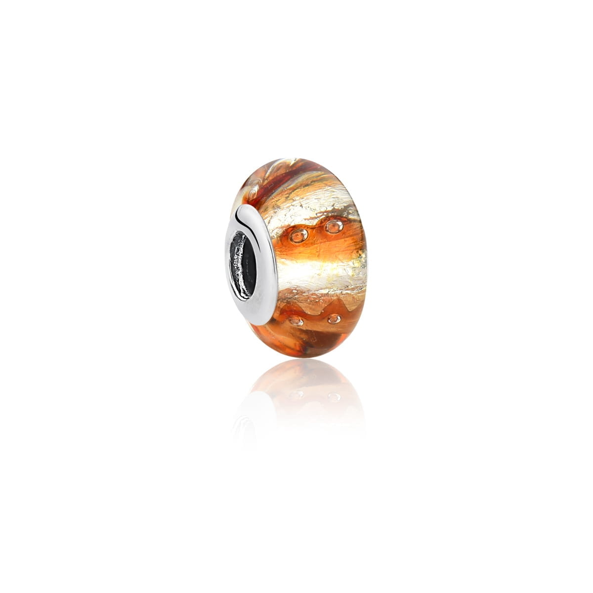 Berloque com Pedra Murano Rutilada Prata Envelhecida