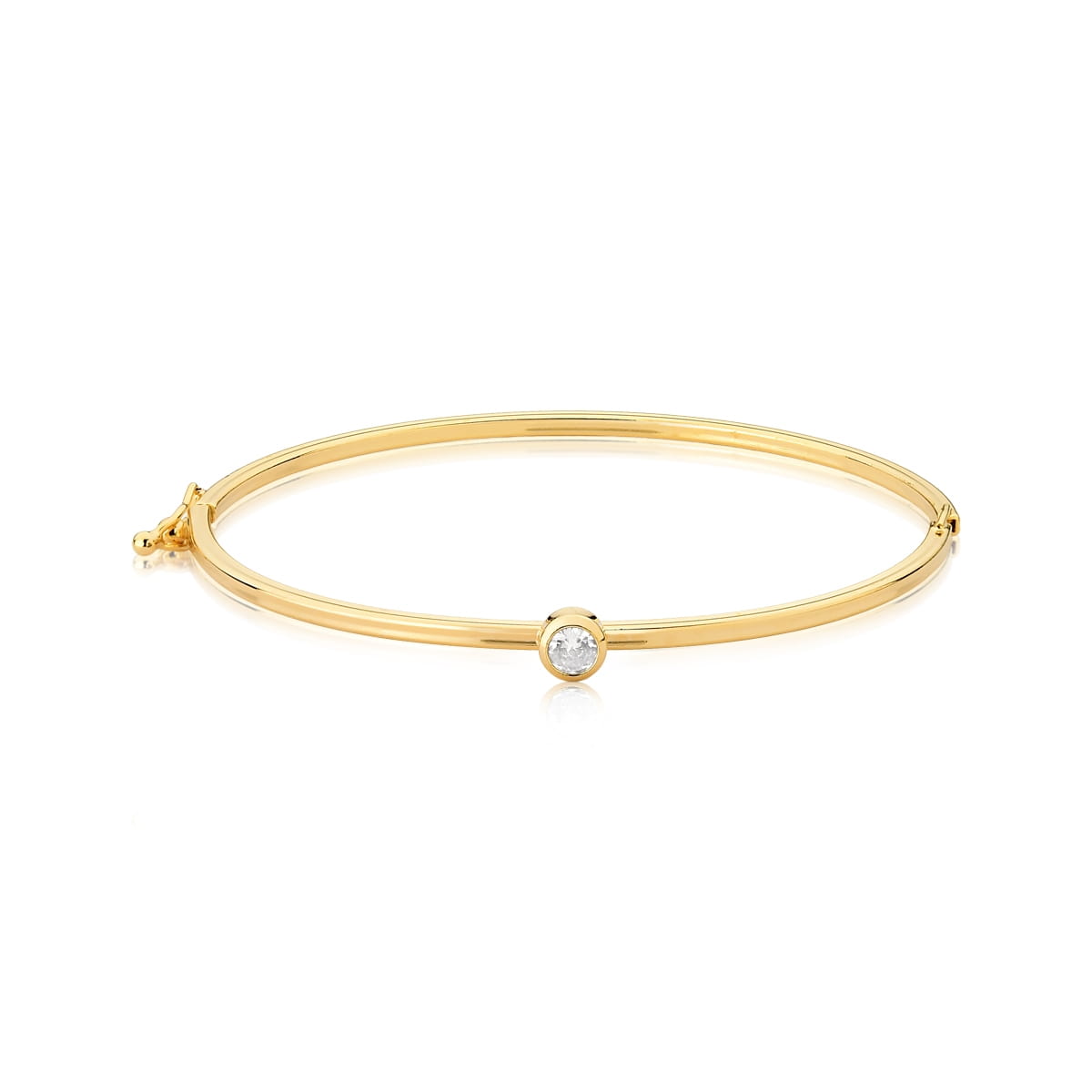 Bracelete Algema Liso com Ponto de Luz Folheado a Ouro
