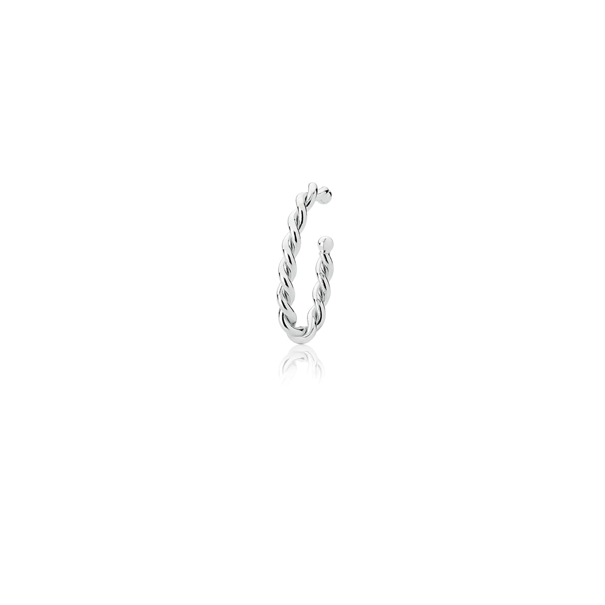 Piercing de Orelha Unitário Trançado e Liso Folheado a Ródio