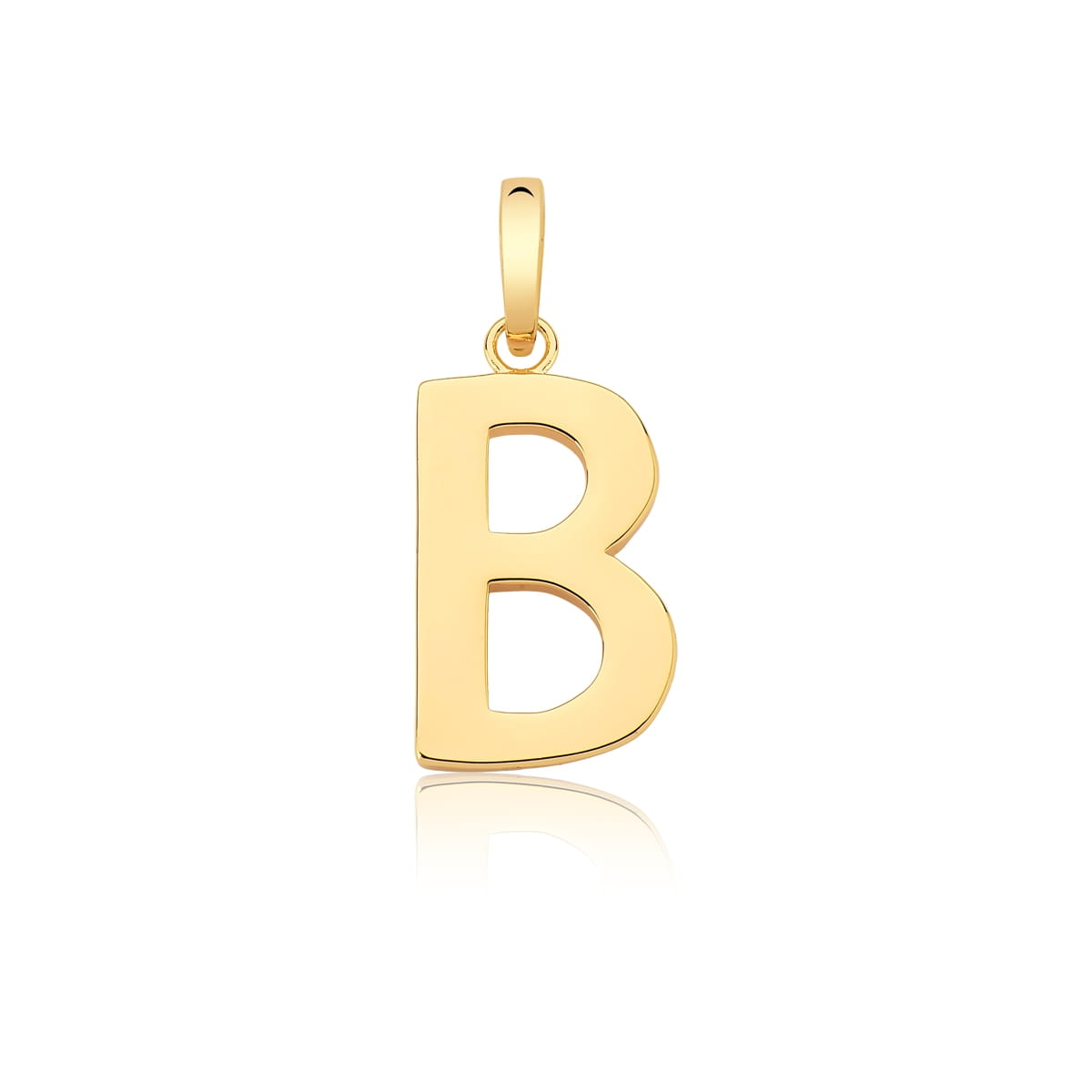 Pingente Letra "B" Liso com Fecho Folheado a Ouro