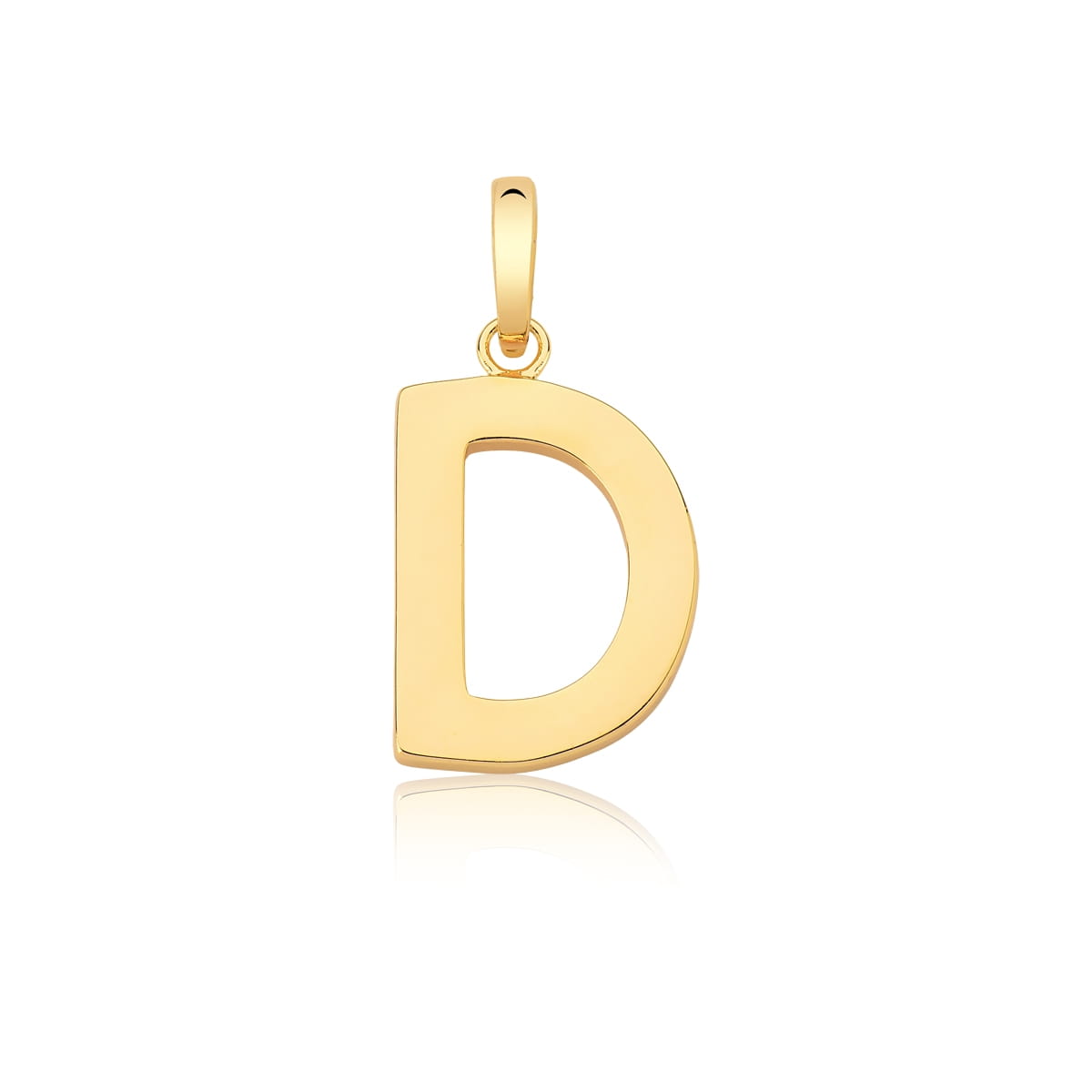 Pingente Letra "D" Liso com Fecho Folheado a Ouro